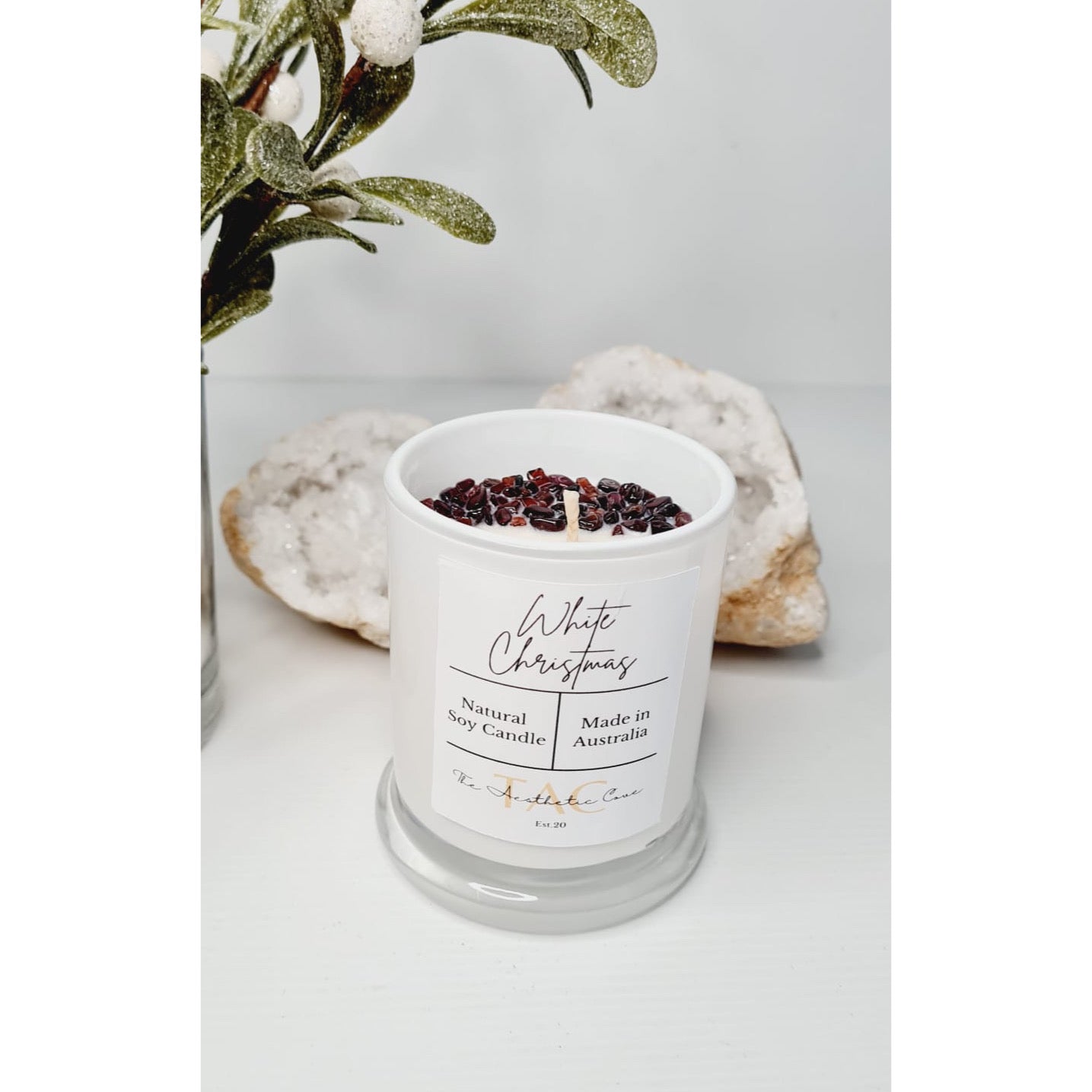Garnet Crystal Candle Jar