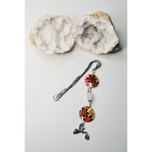 Shell + Rose Quartz Gemstone Bookmark