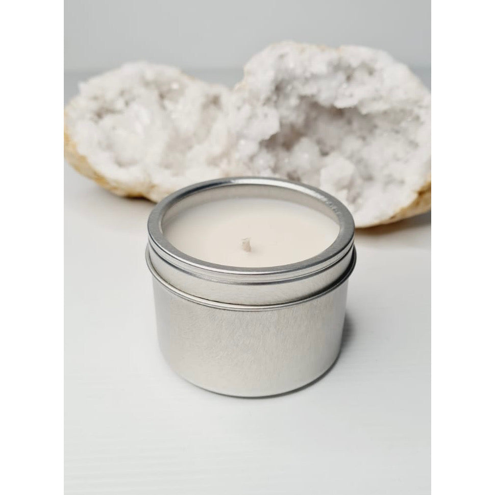 Personalised Luxe Silver Window Candle Tin
