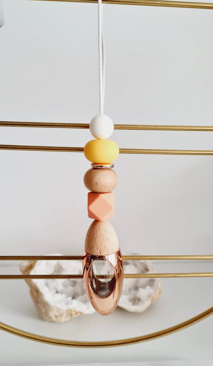 Aurora silicone beaded car diffuser with a wooden lid, hanging air freshener