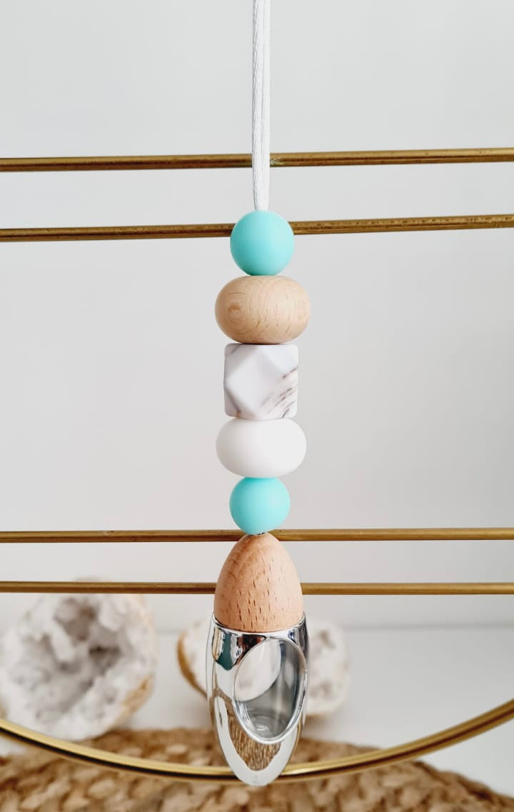 Alicia silicone beaded car diffuser with a wooden lid, hanging air freshener