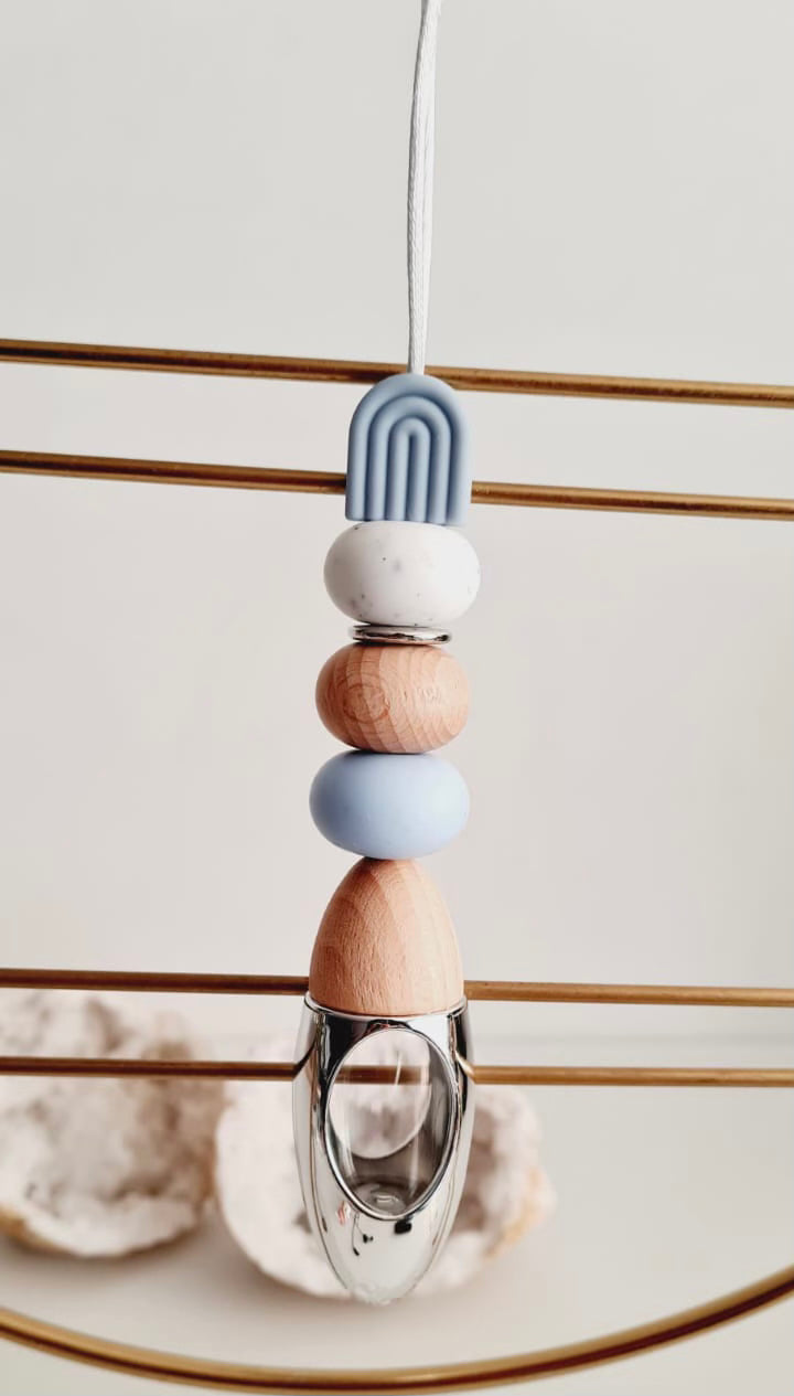 Misty silicone beaded car diffuser with a wooden lid, hanging air freshener