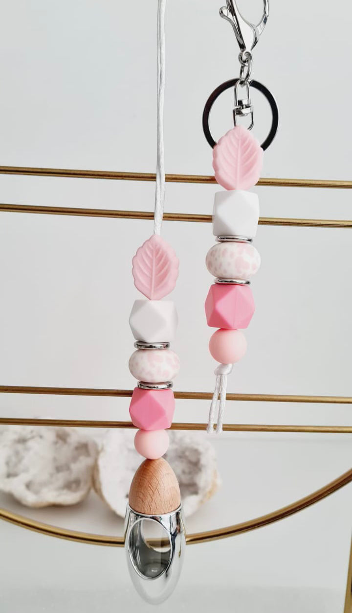 Laura matching beaded car diffuser and keychain set, hand-strung in Sydney