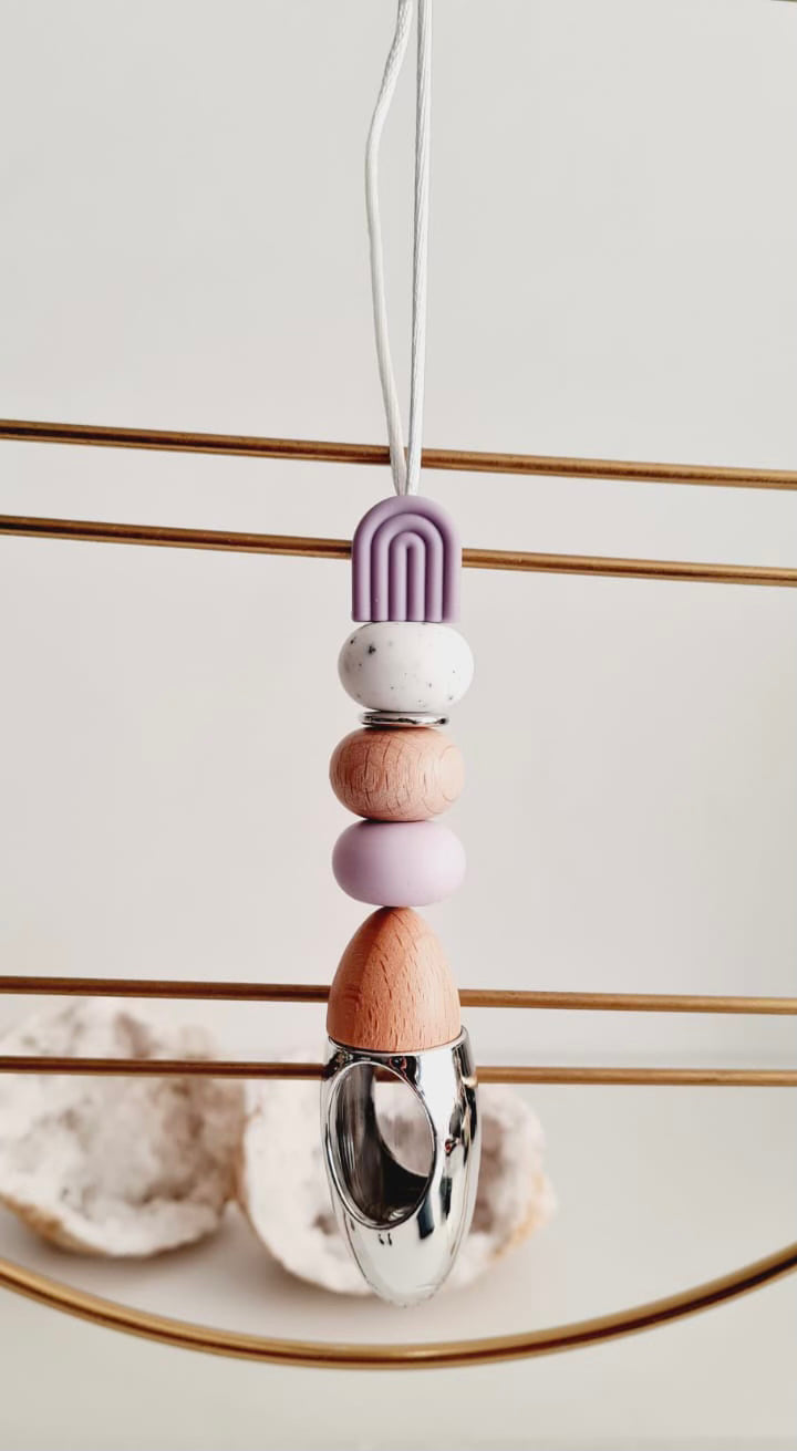 Jenny silicone beaded car diffuser with a wooden lid, hanging air freshener