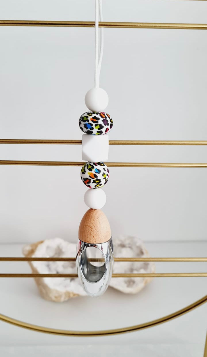 Miracle silicone beaded car diffuser with a wooden lid, hanging air freshener