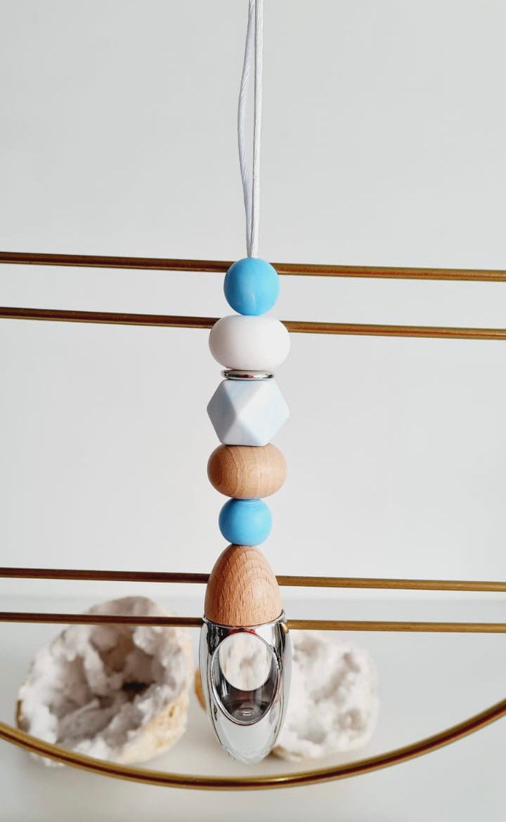 Lara silicone beaded car diffuser with a wooden lid, hanging air freshener