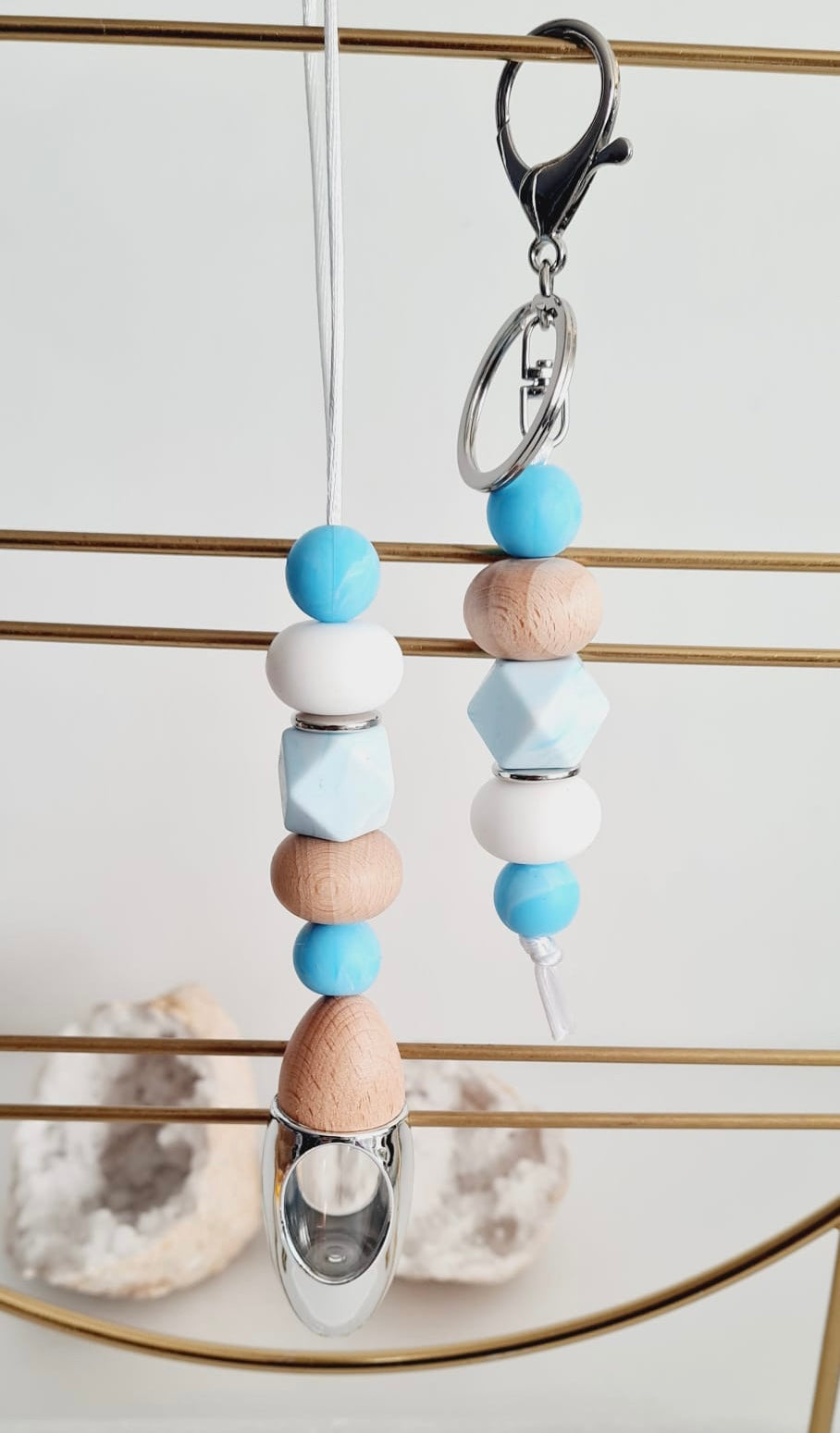 Lara matching beaded car diffuser and keychain set, hand-strung in Sydney