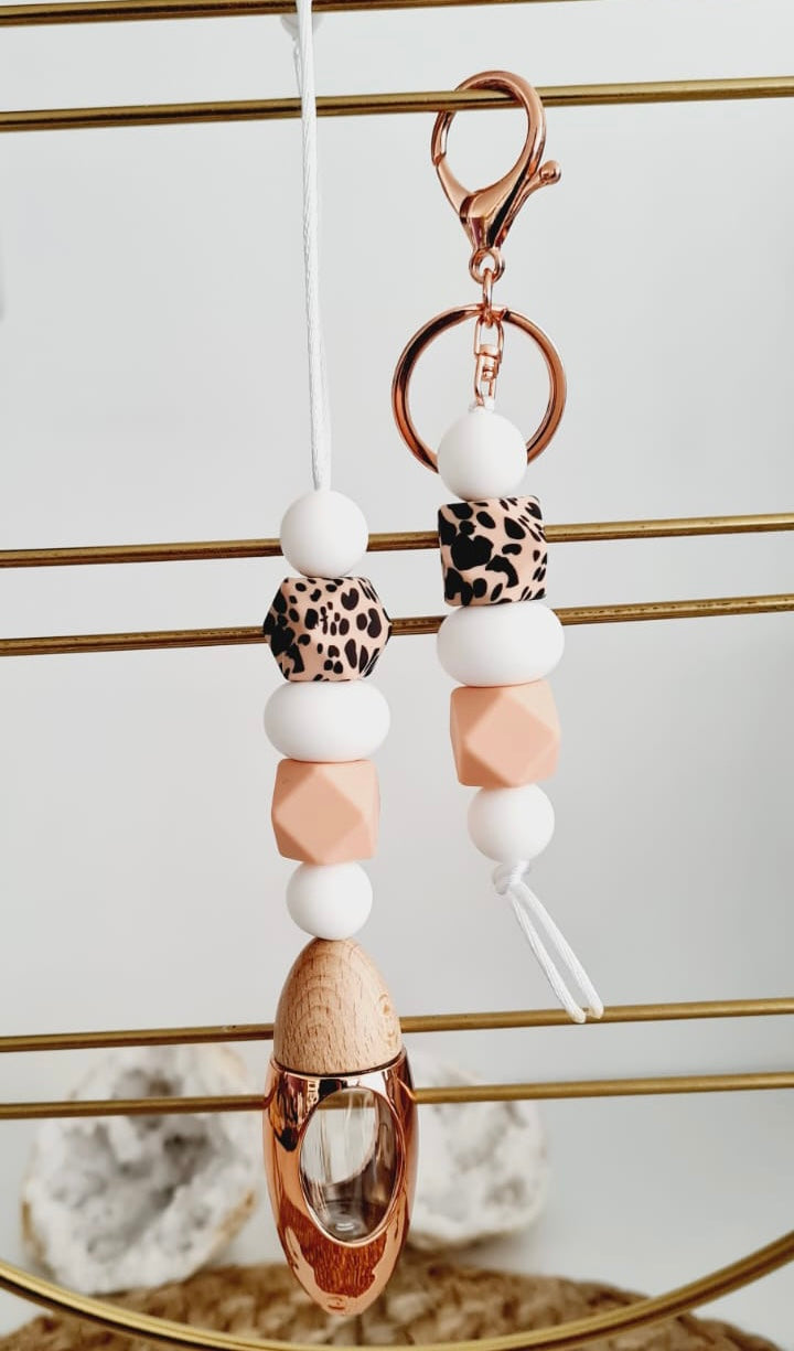 Roxy matching beaded car diffuser and keychain set, hand-strung in Sydney