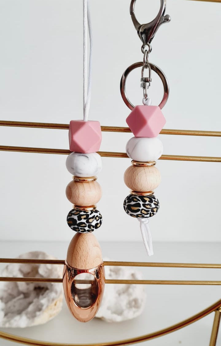 Marley matching beaded car diffuser and keychain set, hand-strung in Sydney
