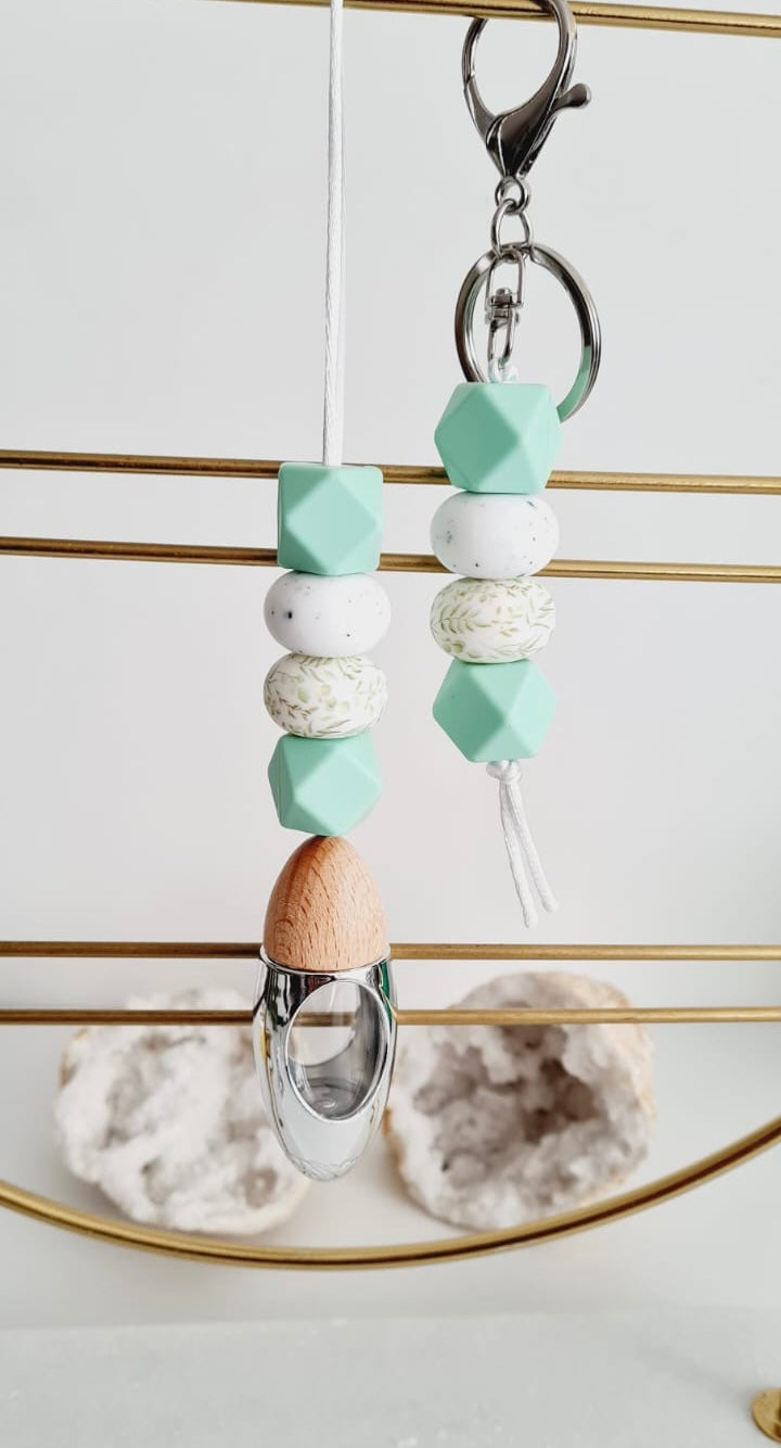 Jessie matching beaded car diffuser and keychain set, hand-strung in Sydney