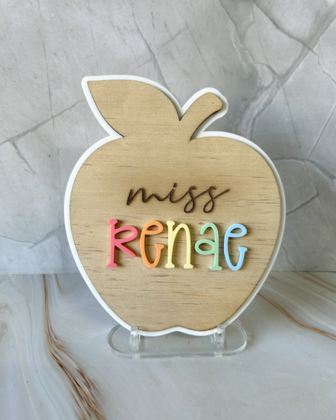 Personalised apple desk sign