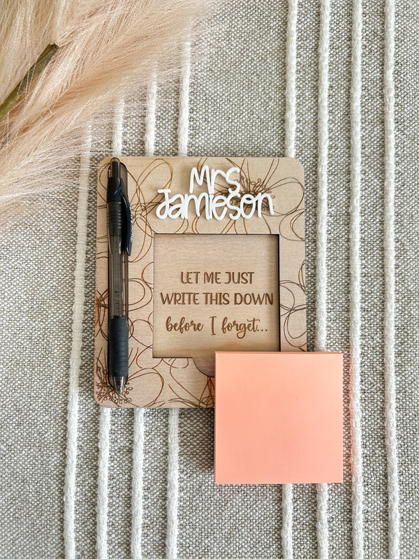 Sticky note & pen holder