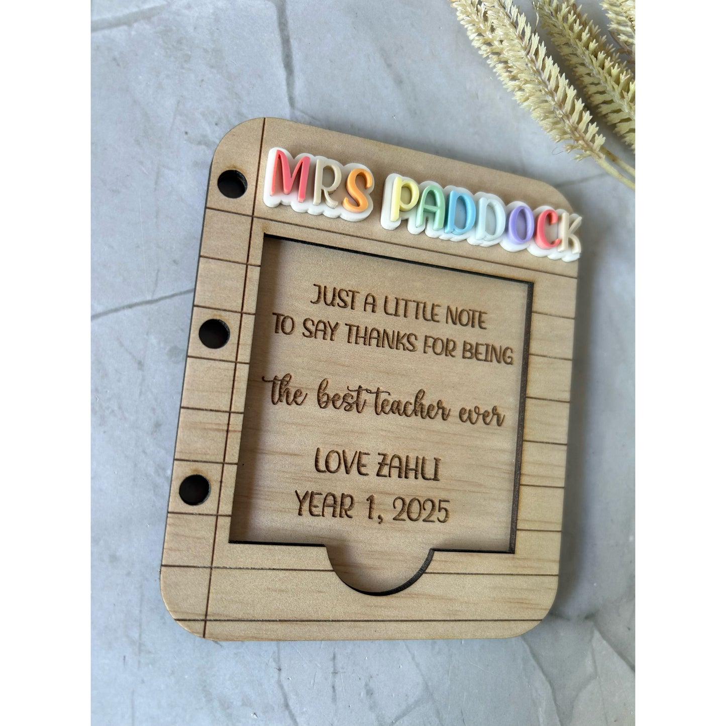 Personalised Sticky Note Holder - Custom Text