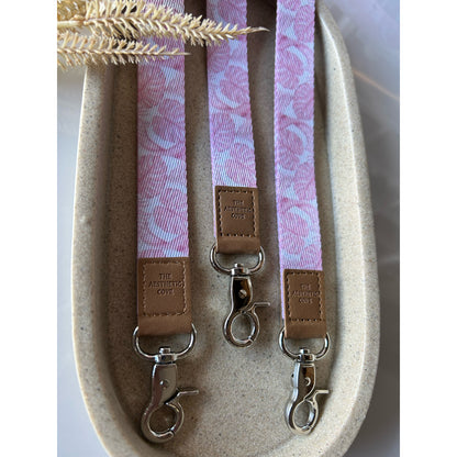 Pink Leaves Fabric Lanyard