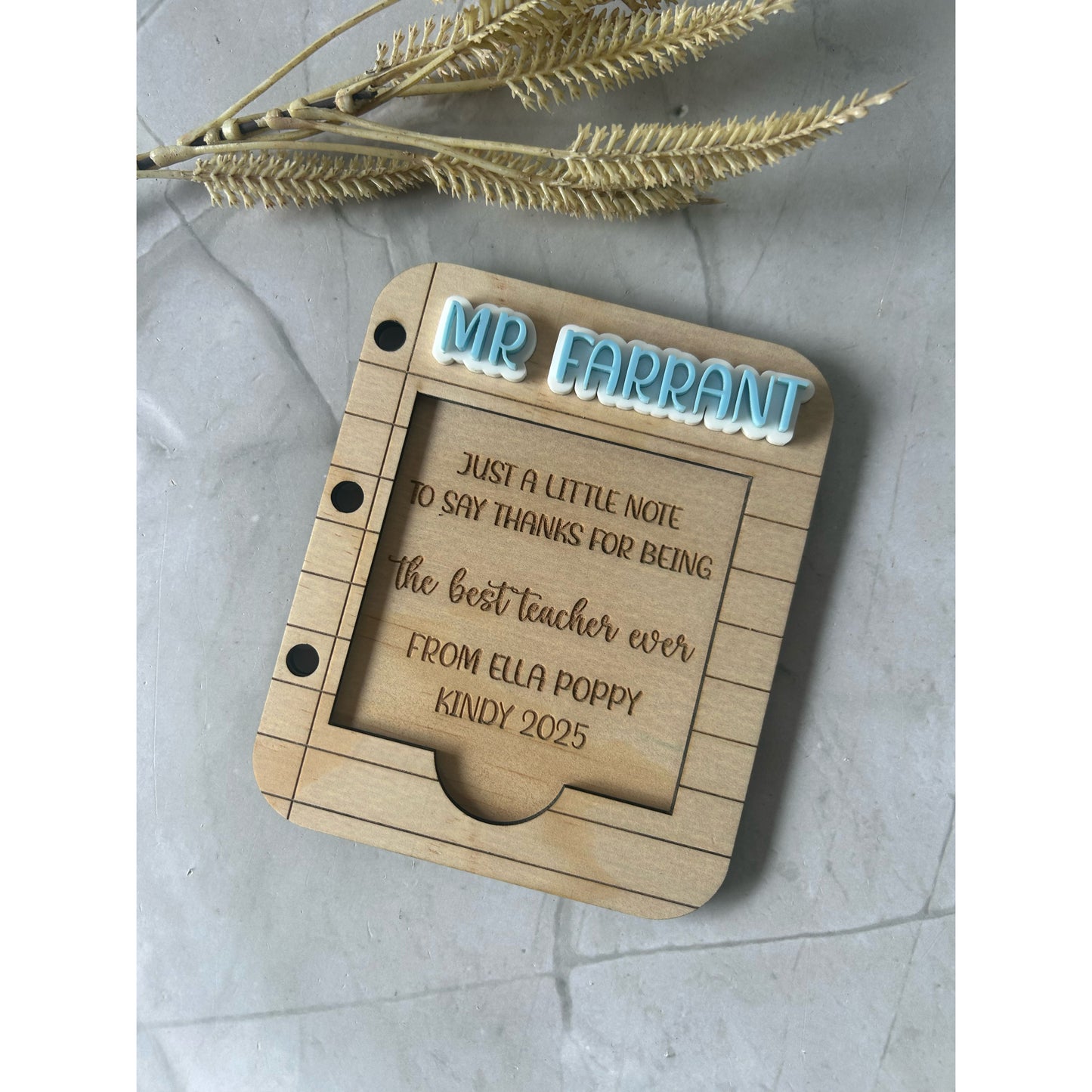 Personalised Sticky Note Holder - Custom Text