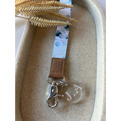 Pink Leaves Fabric Lanyard