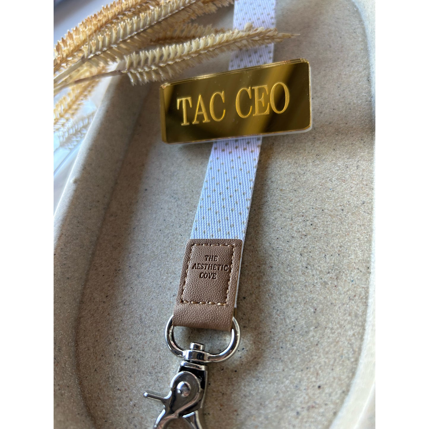 Pink Leaves Fabric Lanyard