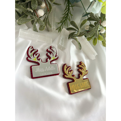 Reindeer Antler Name Badge