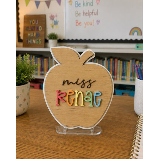 Personalised apple desk sign