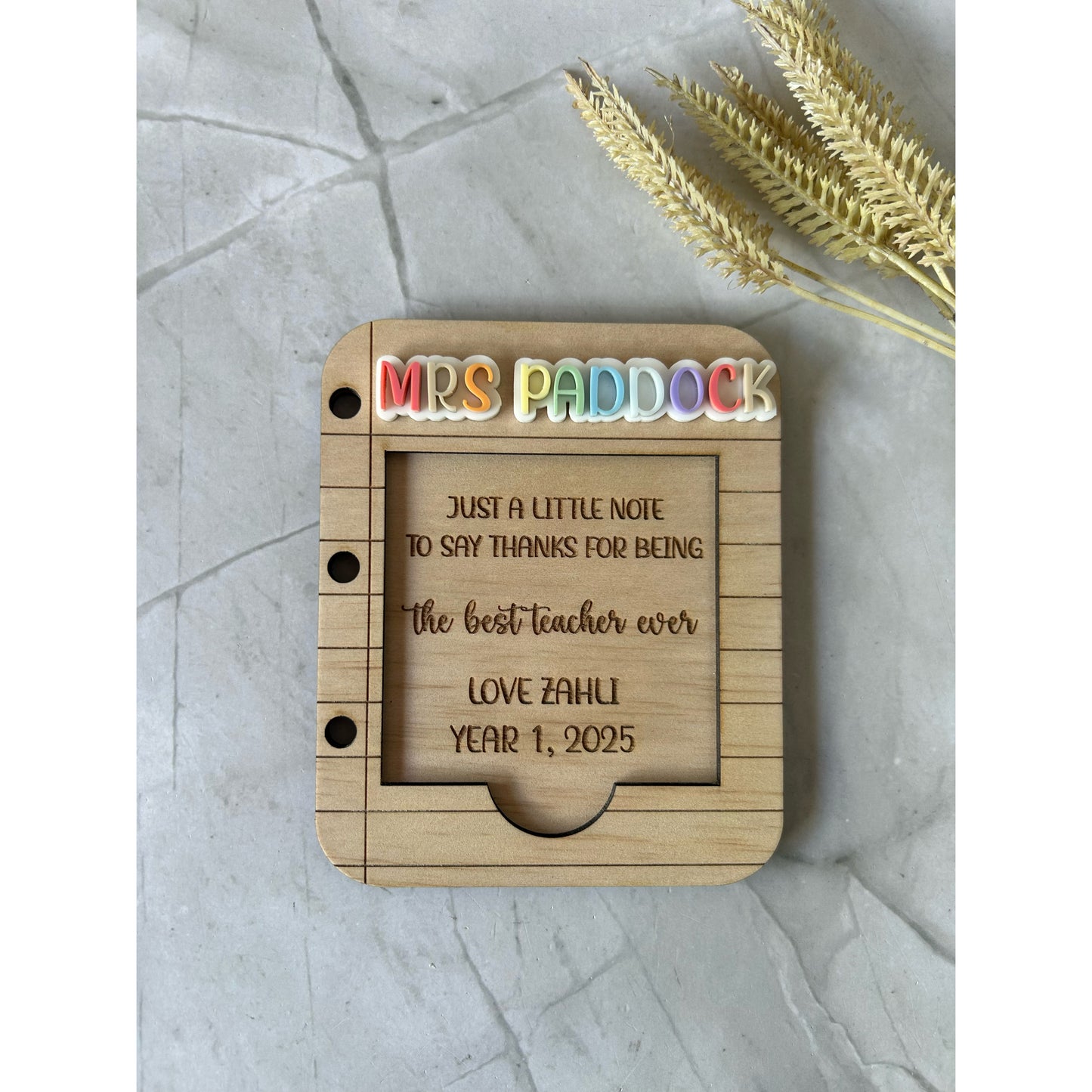 Personalised Sticky Note Holder - Custom Text