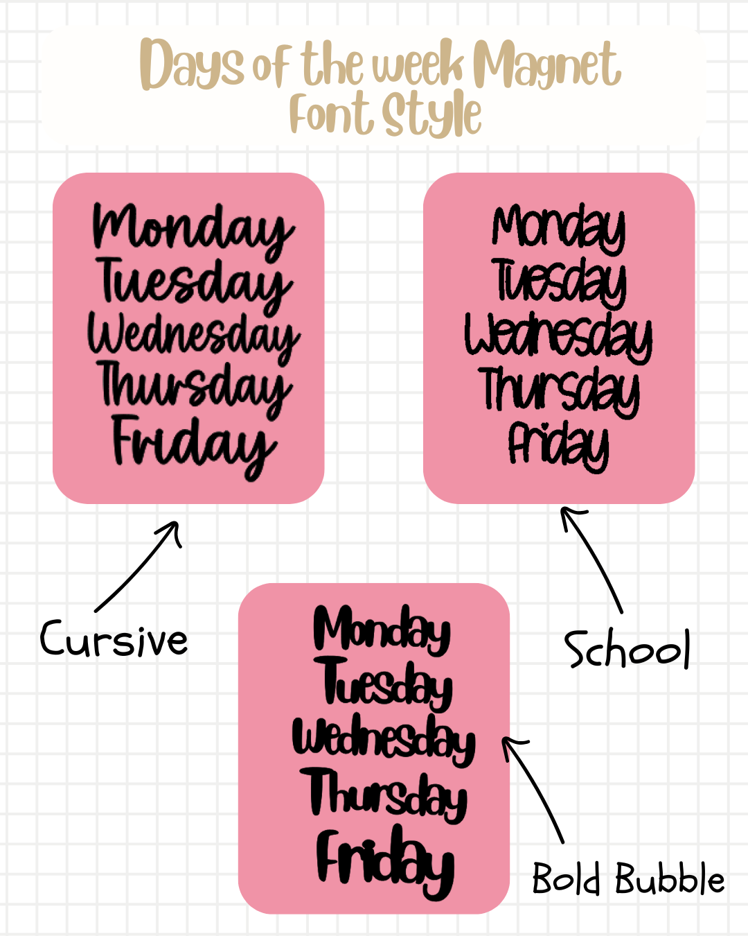 Mon-Fri Whiteboard Magnets