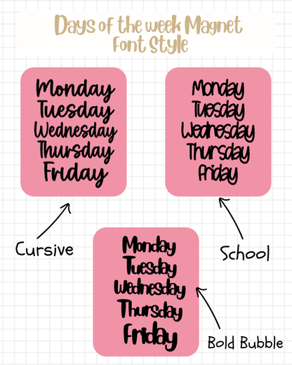 Mon-Fri Whiteboard Magnets