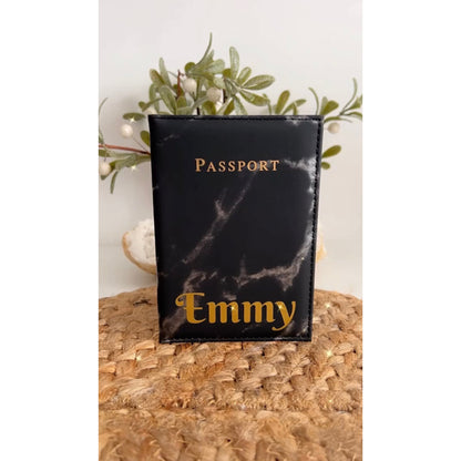 Black Marble Passport Holder