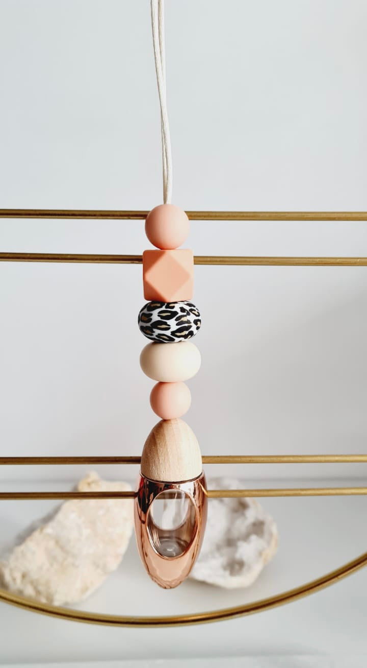 Samantha silicone beaded car diffuser with a wooden lid, hanging air freshener