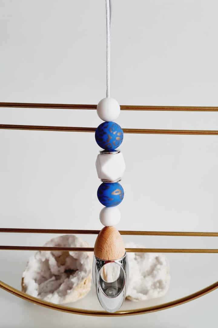Melina silicone beaded car diffuser with a wooden lid, hanging air freshener