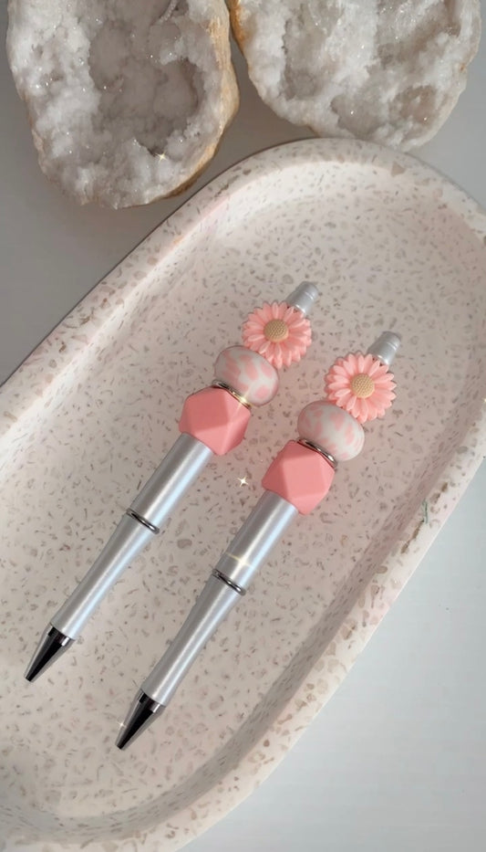 Pink Daisy Beaded Pen