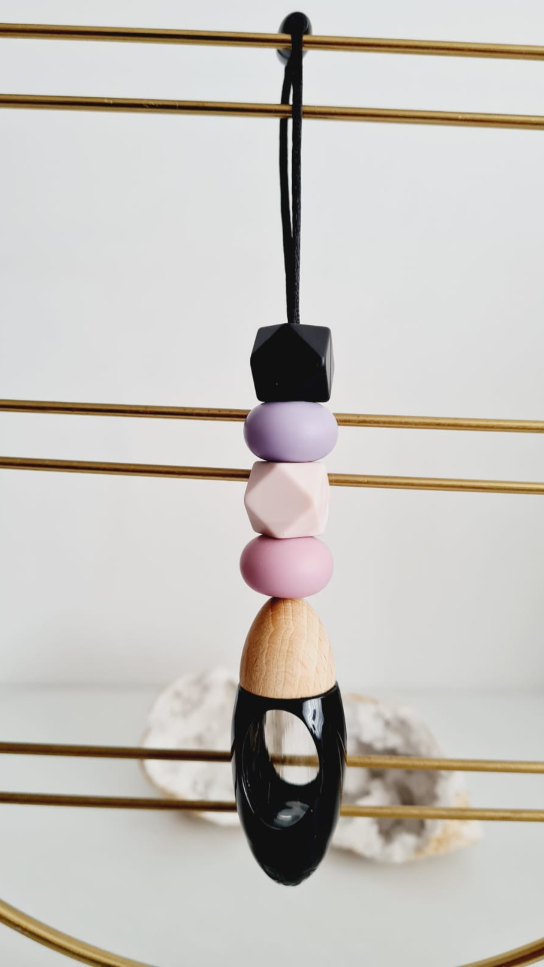 Jay silicone beaded car diffuser with a wooden lid, hanging air freshener