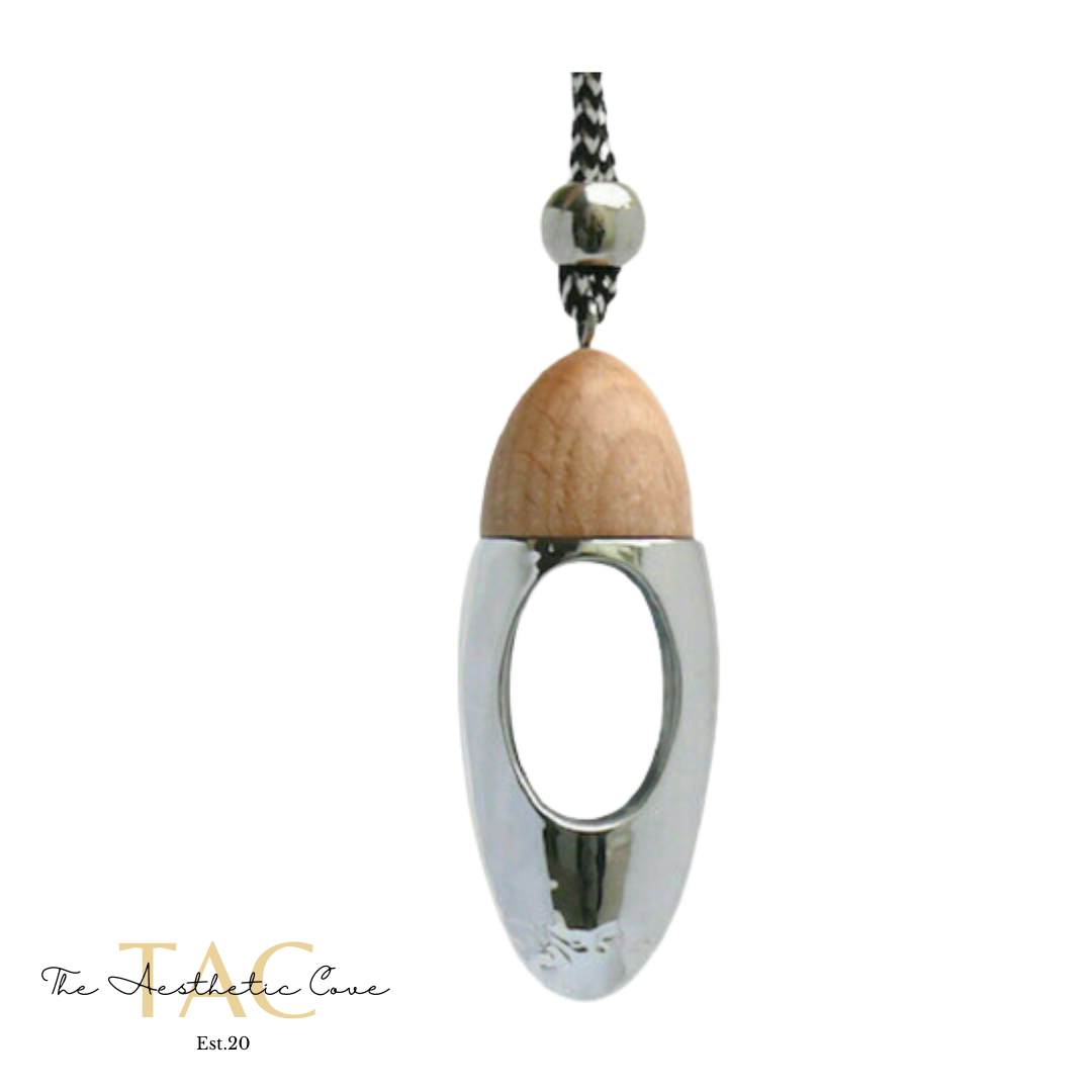 Silver bullet car diffuser with a wooden cap, 10mL
