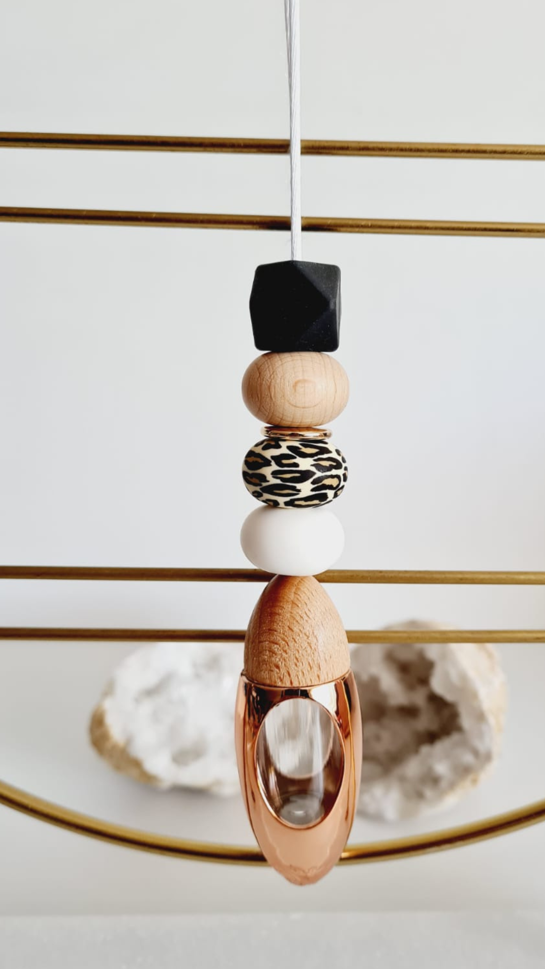 Ginevra silicone beaded car diffuser with a wooden lid, hanging air freshener
