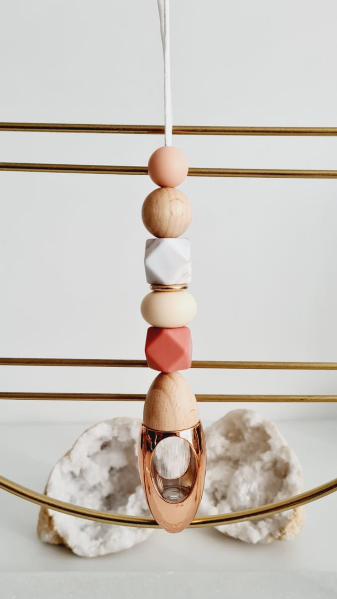 Anita silicone beaded car diffuser with a wooden lid, hanging air freshener