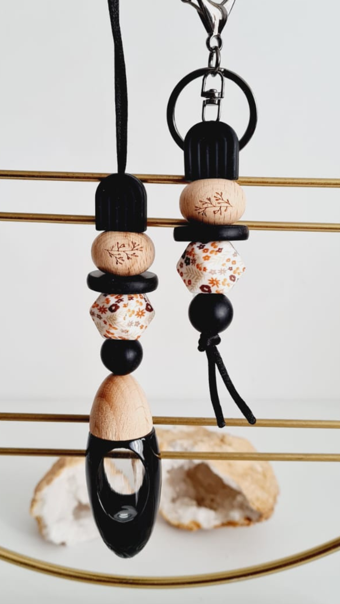 Flora matching beaded car diffuser and keychain set, hand-strung in Sydney