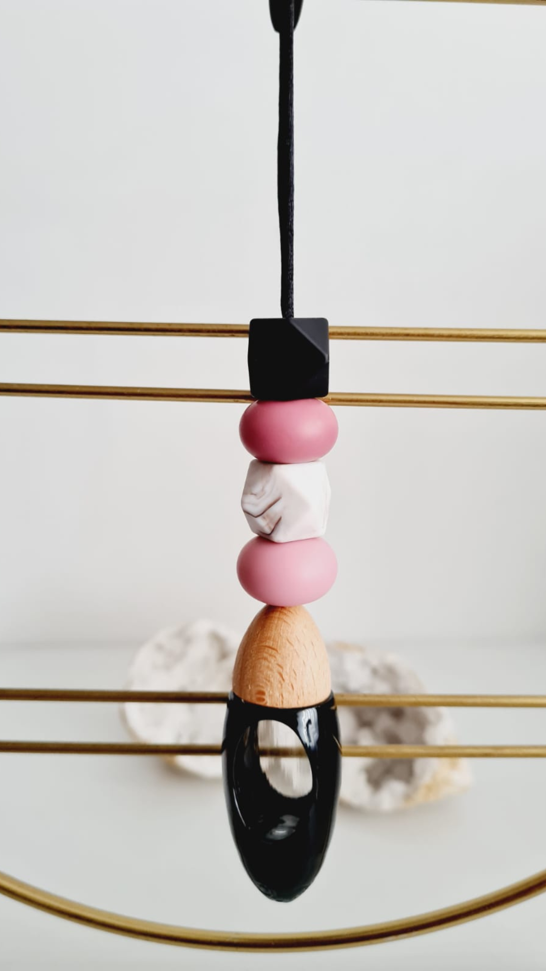 Savannah silicone beaded car diffuser with a wooden lid, hanging air freshener