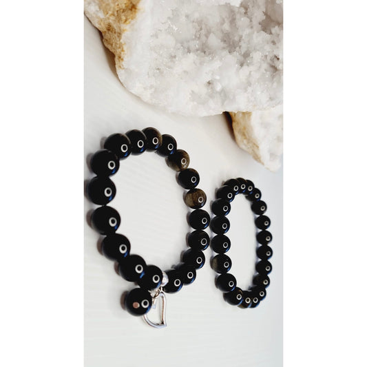 Black Obsidian Bracelet - His & Hers Set