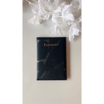 Black Marble Passport Holder