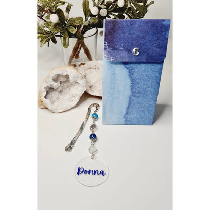 Blue Agate Gemstone Bookmark