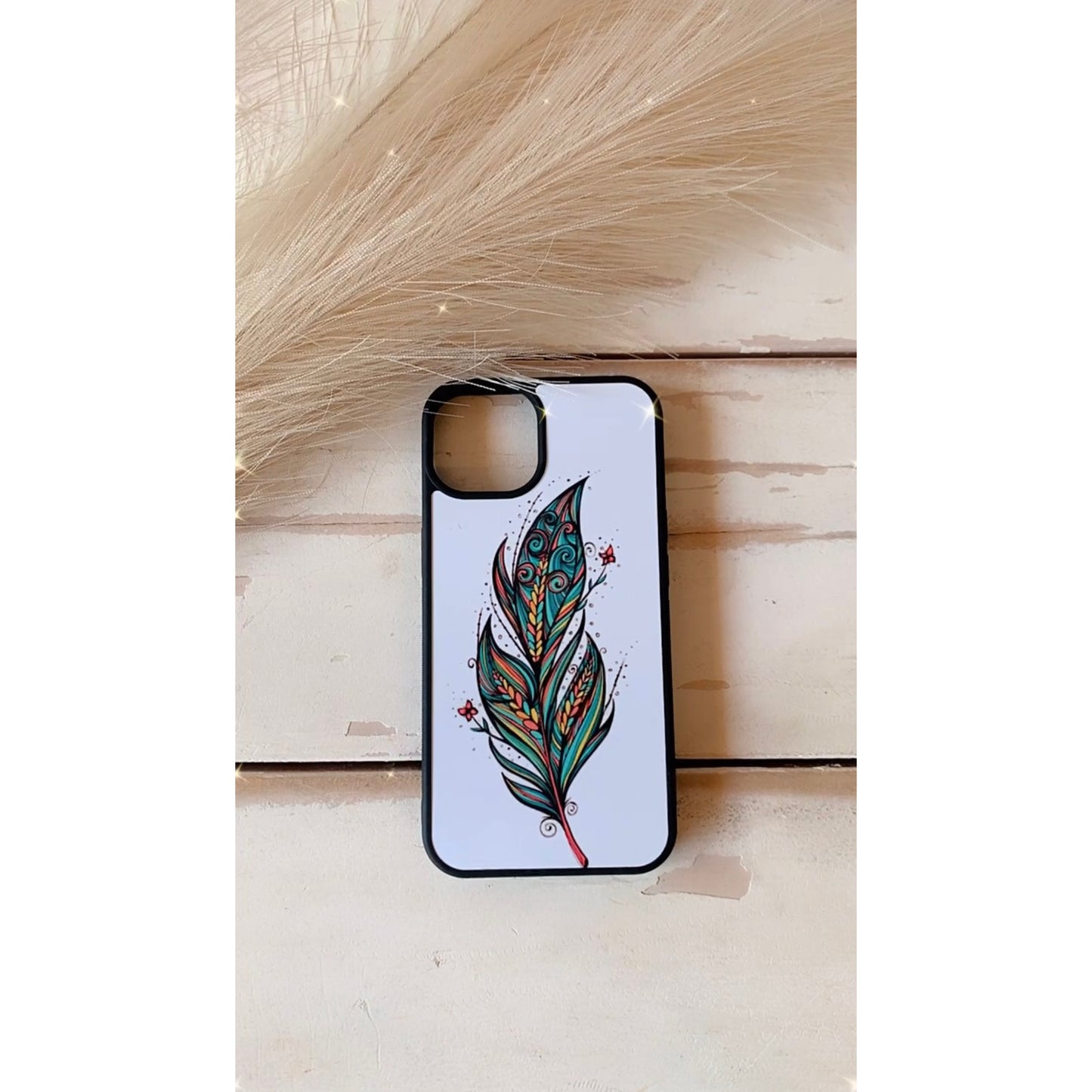 Feathered phone case