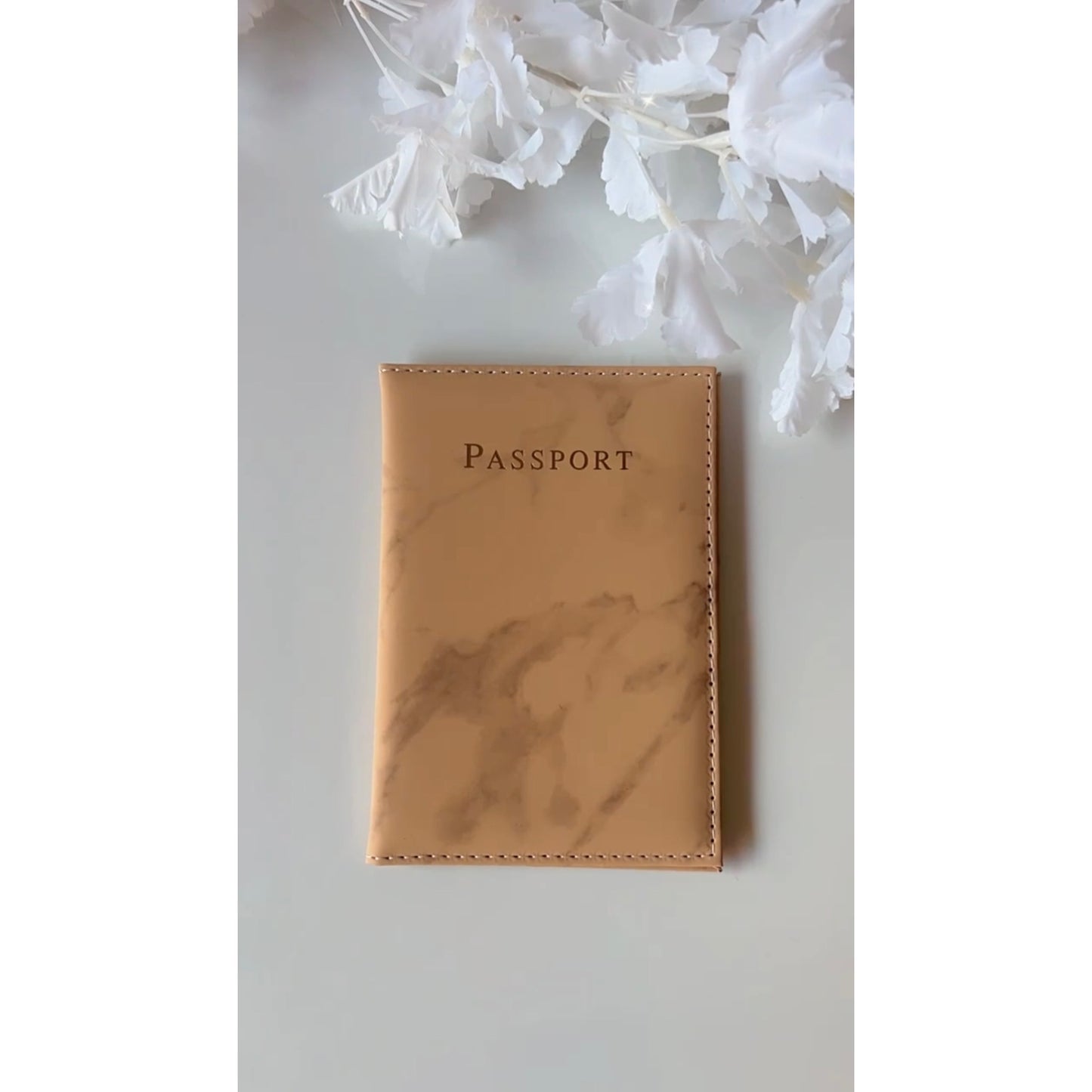 Caramel Marble Passport Holder