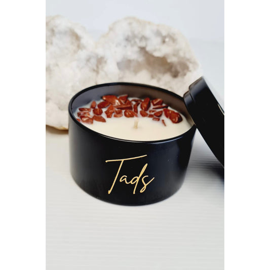 Personalised Red Jasper Candle Tin