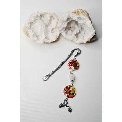 Shell + Rose Quartz Gemstone Bookmark