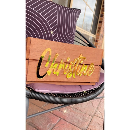Wooden Crate Personalised with Acrylic Name