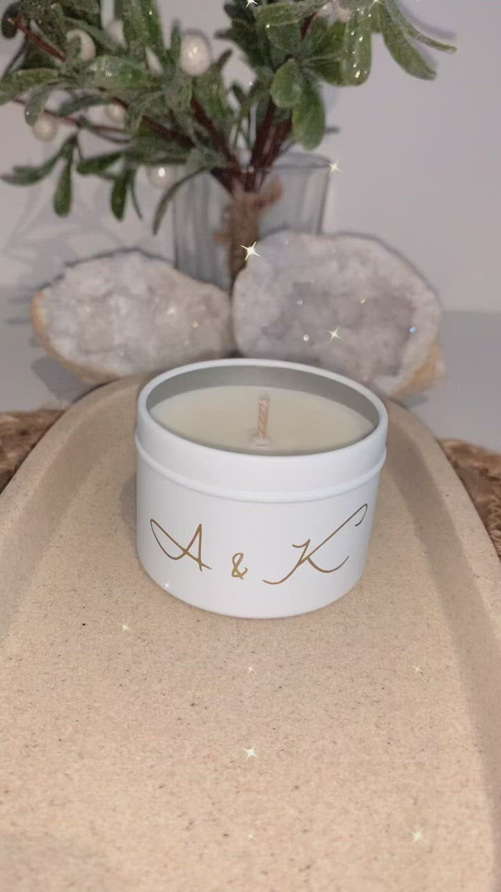 Personalised Luxe White Candle Tin, video 2